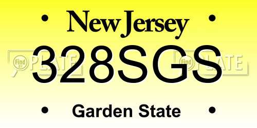 328SGS New Jersey License Plate