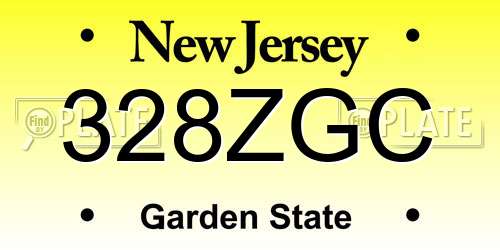 328ZGC New Jersey License Plate