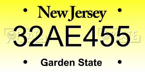 32AE455 New Jersey License Plate