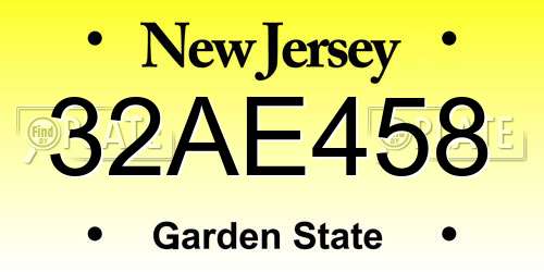 32AE458 New Jersey License Plate
