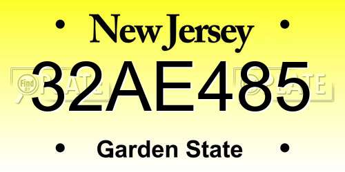 32AE485 New Jersey License Plate