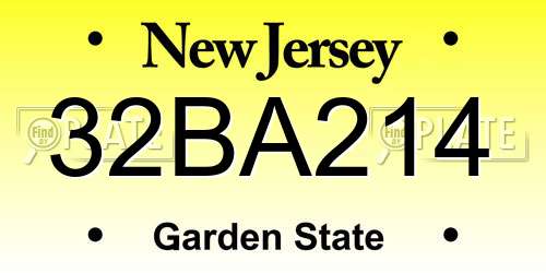 32BA214 New Jersey License Plate