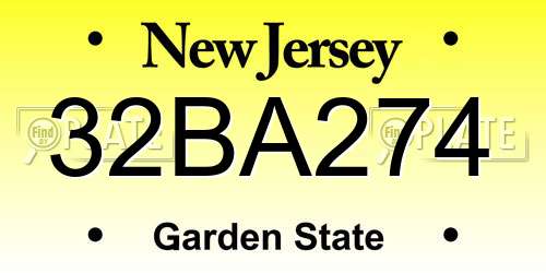 32BA274 New Jersey License Plate