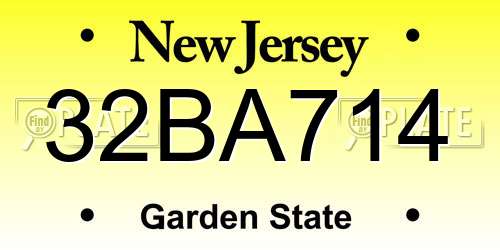 32BA714 New Jersey License Plate