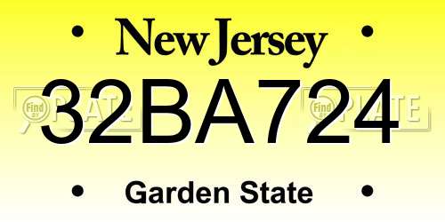 32BA724 New Jersey License Plate