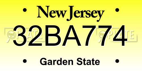 32BA774 New Jersey License Plate