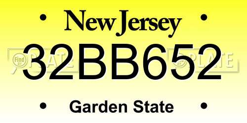 32BB652 New Jersey License Plate