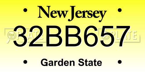32BB657 New Jersey License Plate