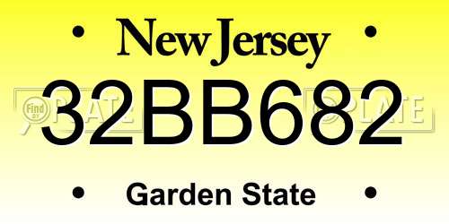 32BB682 New Jersey License Plate