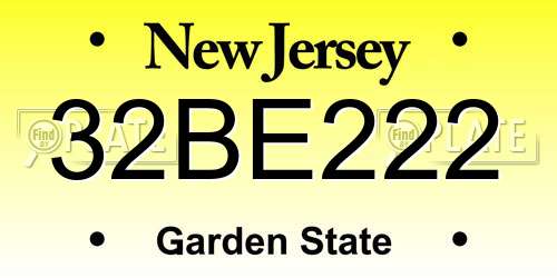 32BE222 New Jersey License Plate