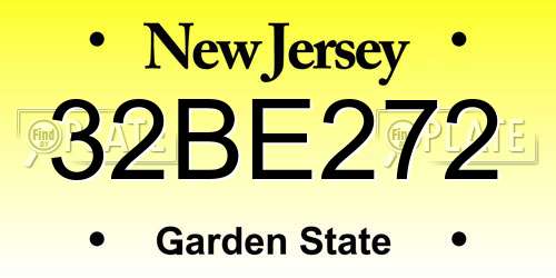 32BE272 New Jersey License Plate