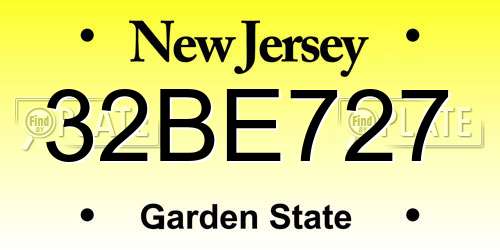 32BE727 New Jersey License Plate