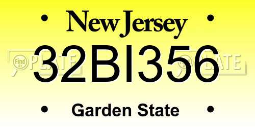 32BI356 New Jersey License Plate
