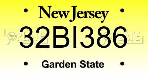 32BI386 New Jersey License Plate