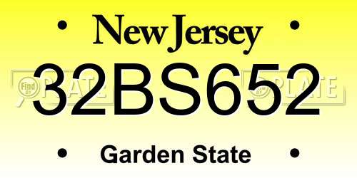 32BS652 New Jersey License Plate