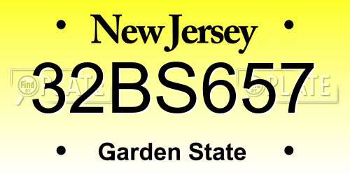 32BS657 New Jersey License Plate