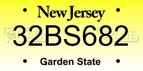 32BS682 New Jersey License Plate