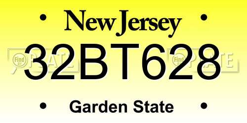 32BT628 New Jersey License Plate