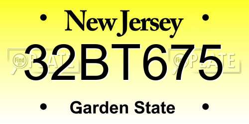 32BT675 New Jersey License Plate