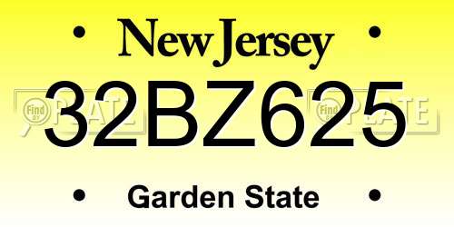 32BZ625 New Jersey License Plate