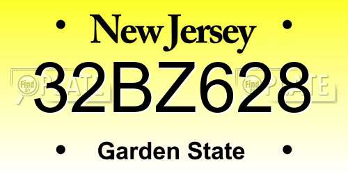 32BZ628 New Jersey License Plate