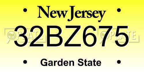 32BZ675 New Jersey License Plate