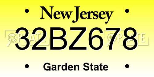 32BZ678 New Jersey License Plate