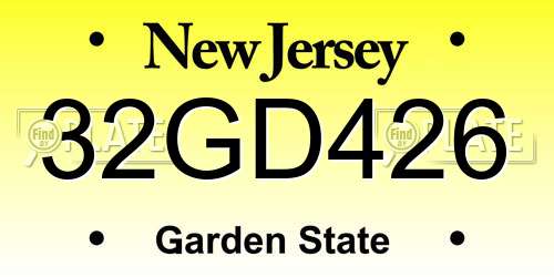 32GD426 New Jersey License Plate