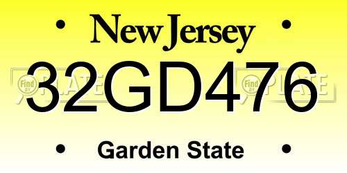 32GD476 New Jersey License Plate