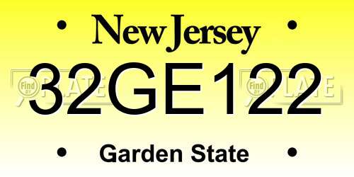 32GE122 New Jersey License Plate