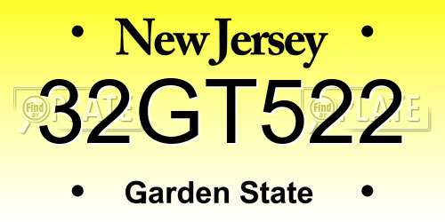 32GT522 New Jersey License Plate