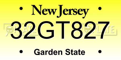 32GT827 New Jersey License Plate