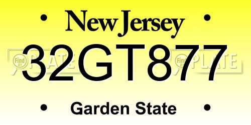 32GT877 New Jersey License Plate