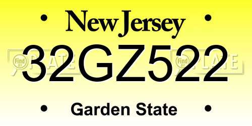 32GZ522 New Jersey License Plate