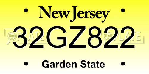 32GZ822 New Jersey License Plate