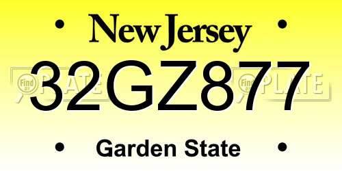 32GZ877 New Jersey License Plate