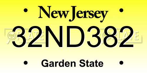 32ND382 New Jersey License Plate