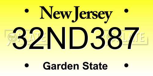 32ND387 New Jersey License Plate