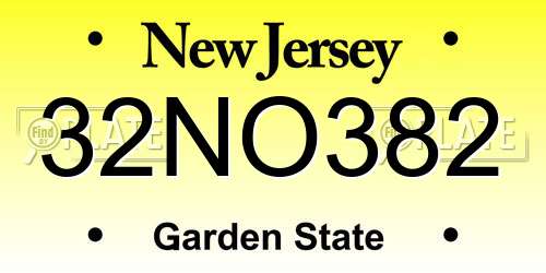 32NO382 New Jersey License Plate
