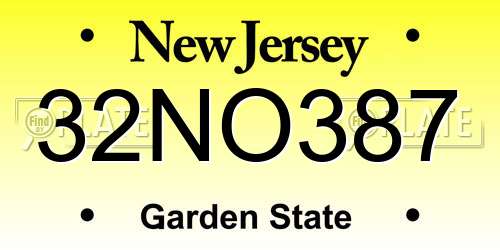 32NO387 New Jersey License Plate
