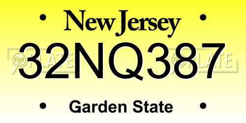32NQ387 New Jersey License Plate