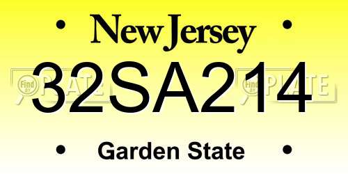 32SA214 New Jersey License Plate