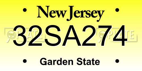 32SA274 New Jersey License Plate