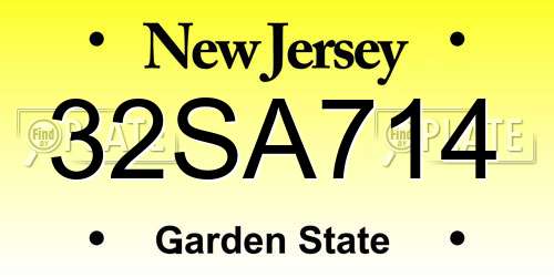 32SA714 New Jersey License Plate