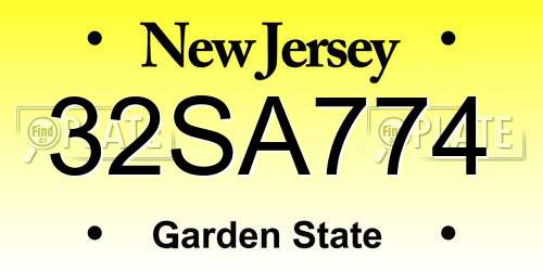32SA774 New Jersey License Plate