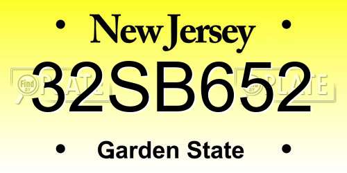 32SB652 New Jersey License Plate