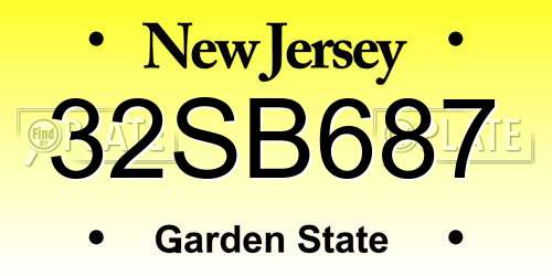 32SB687 New Jersey License Plate