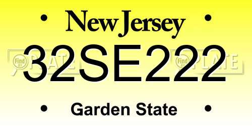 32SE222 New Jersey License Plate