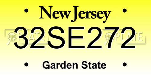 32SE272 New Jersey License Plate
