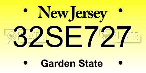 32SE727 New Jersey License Plate